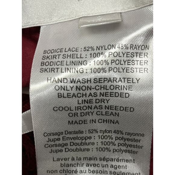 Davids Bridal Bridesmaid Dress Womens 2‎ Red Lace Bodice Chiffon Maxi F19328 - Picture 7 of 9